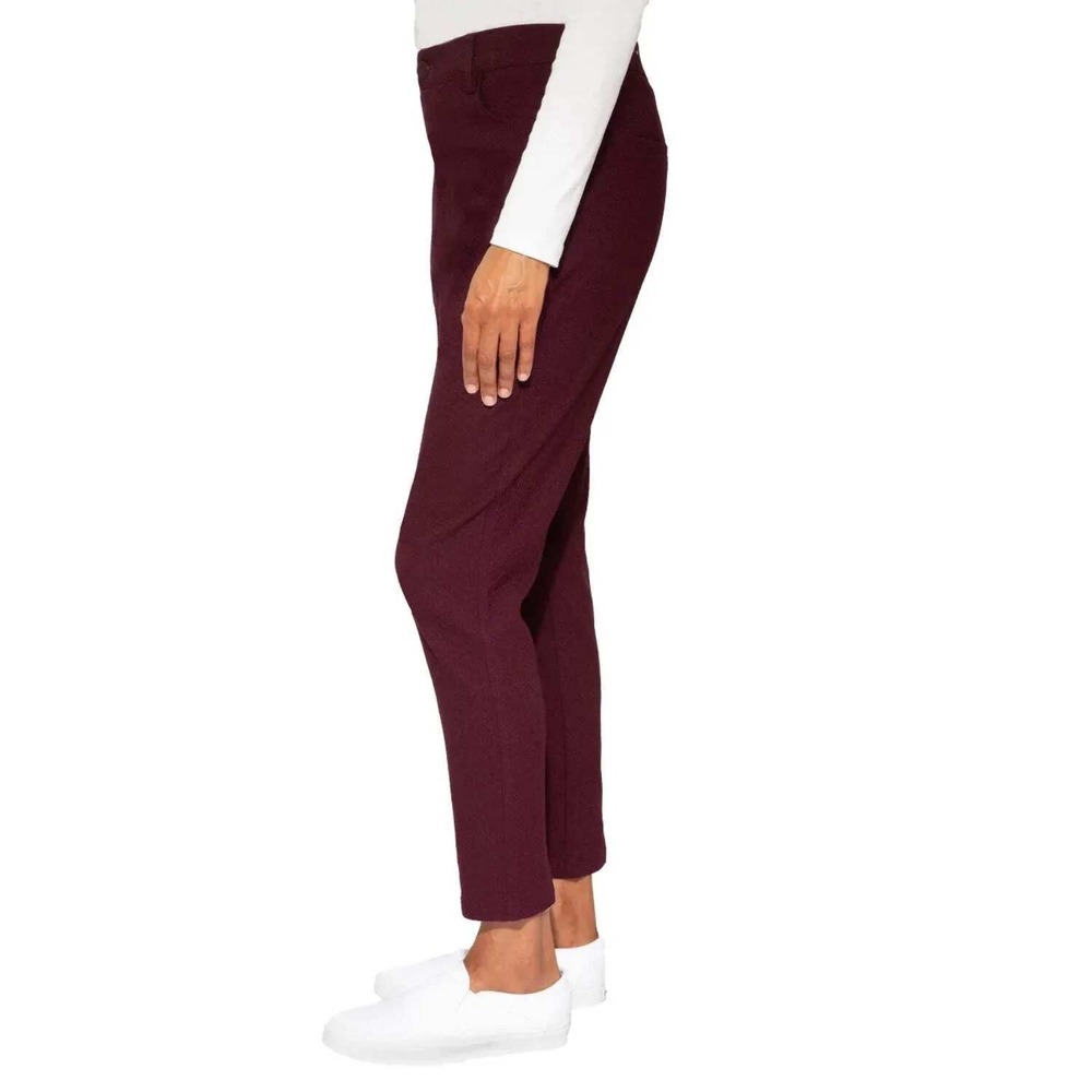 Mario Serrani Womens Textured Pull-On Pant Burgundy MED Slim Leg 1806647